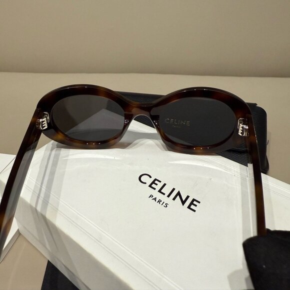 Celine Triomphe Oval Tortoise Sunglasses